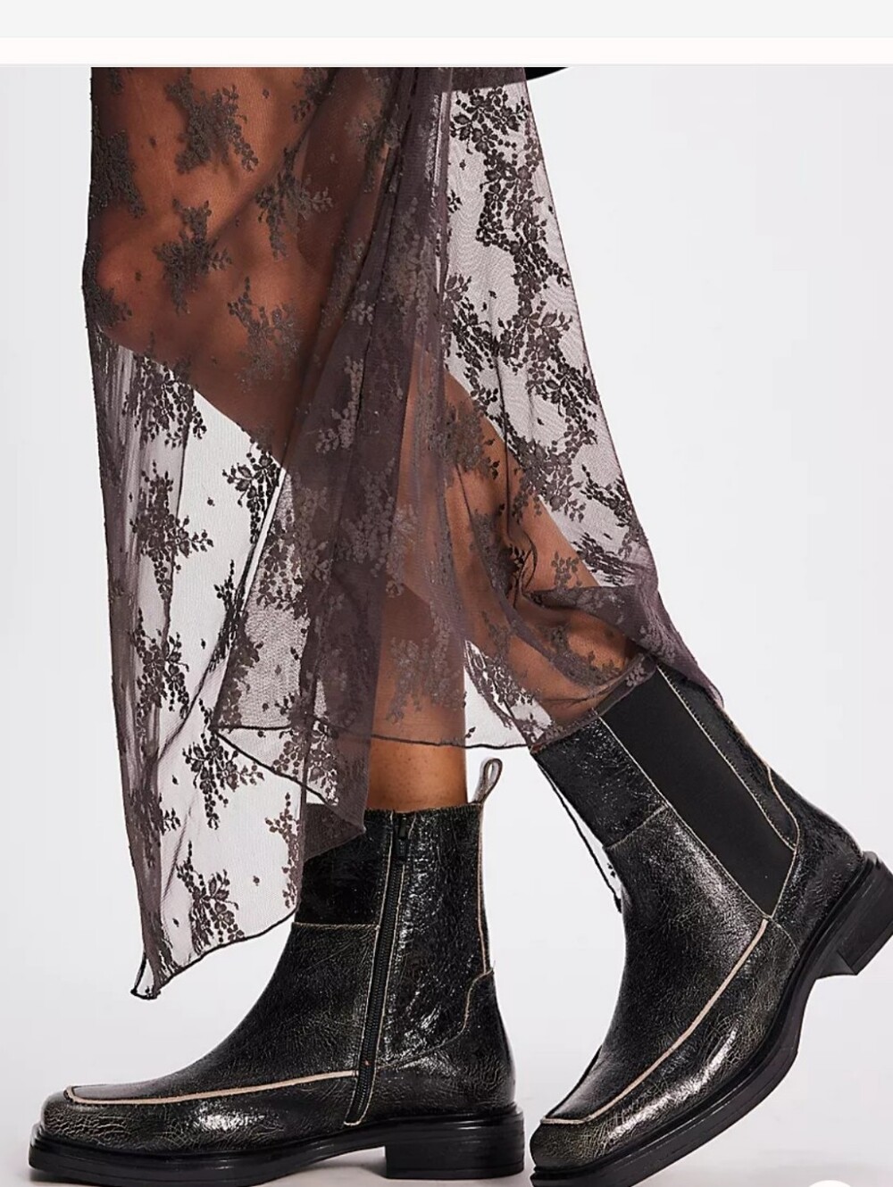 Free People Sedona Chelsea Black Leather Crackled Boots NWOT Size 9